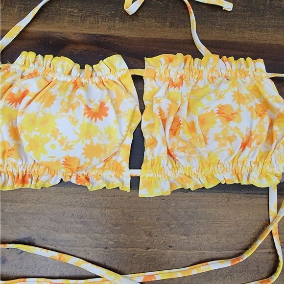 Bandeau 2 Piece Set Bikini Set Strapless Tassel Fringe Swimsuit Size M - Picture 3 of 8